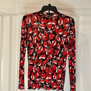 The Limited Red and Black Patterned Long Sleeve Top
